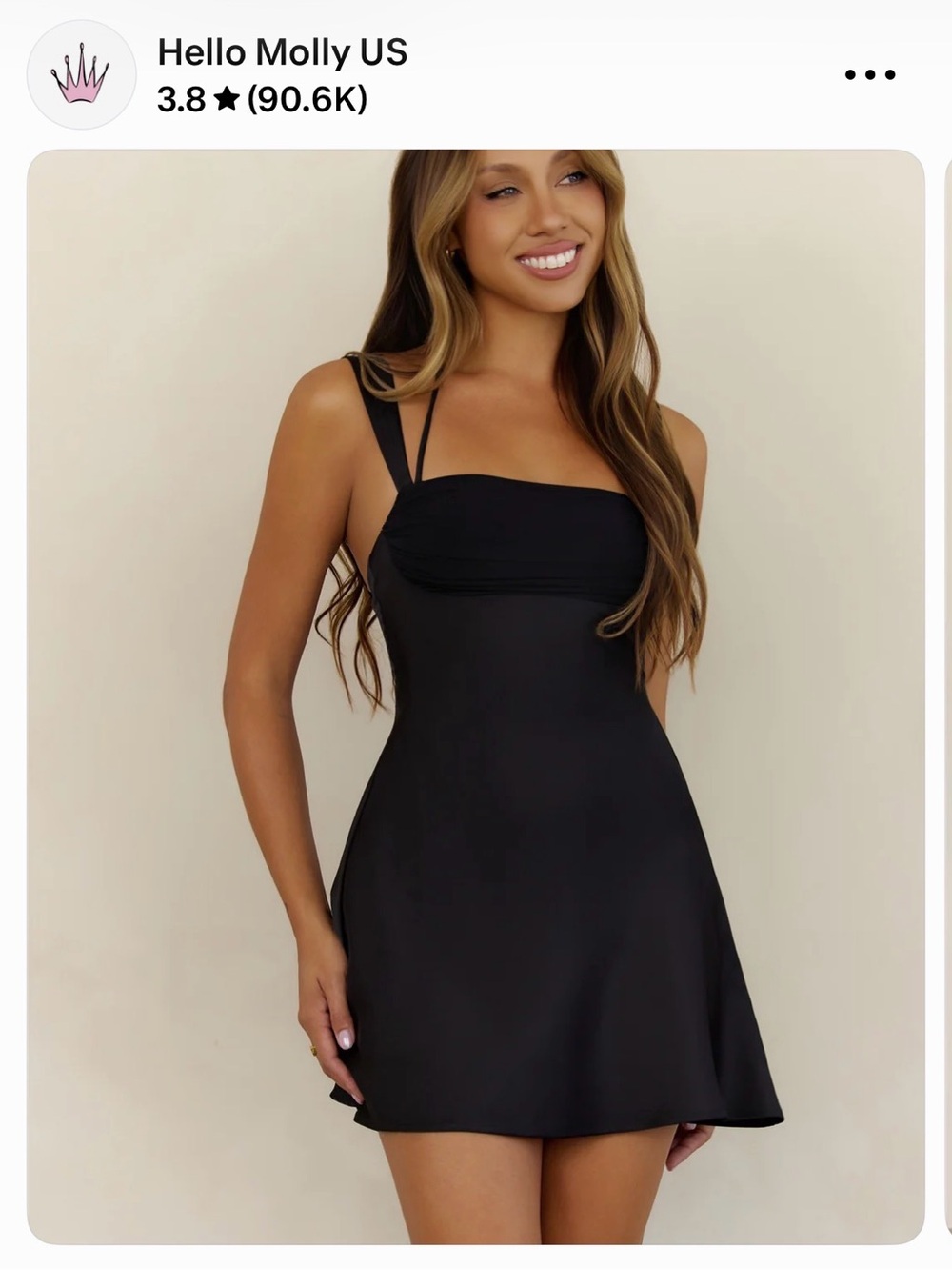 Hello Molly Black Square-Neck Mini Slip Dress